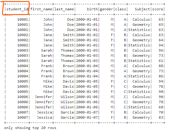 Apache Spark Column and Row