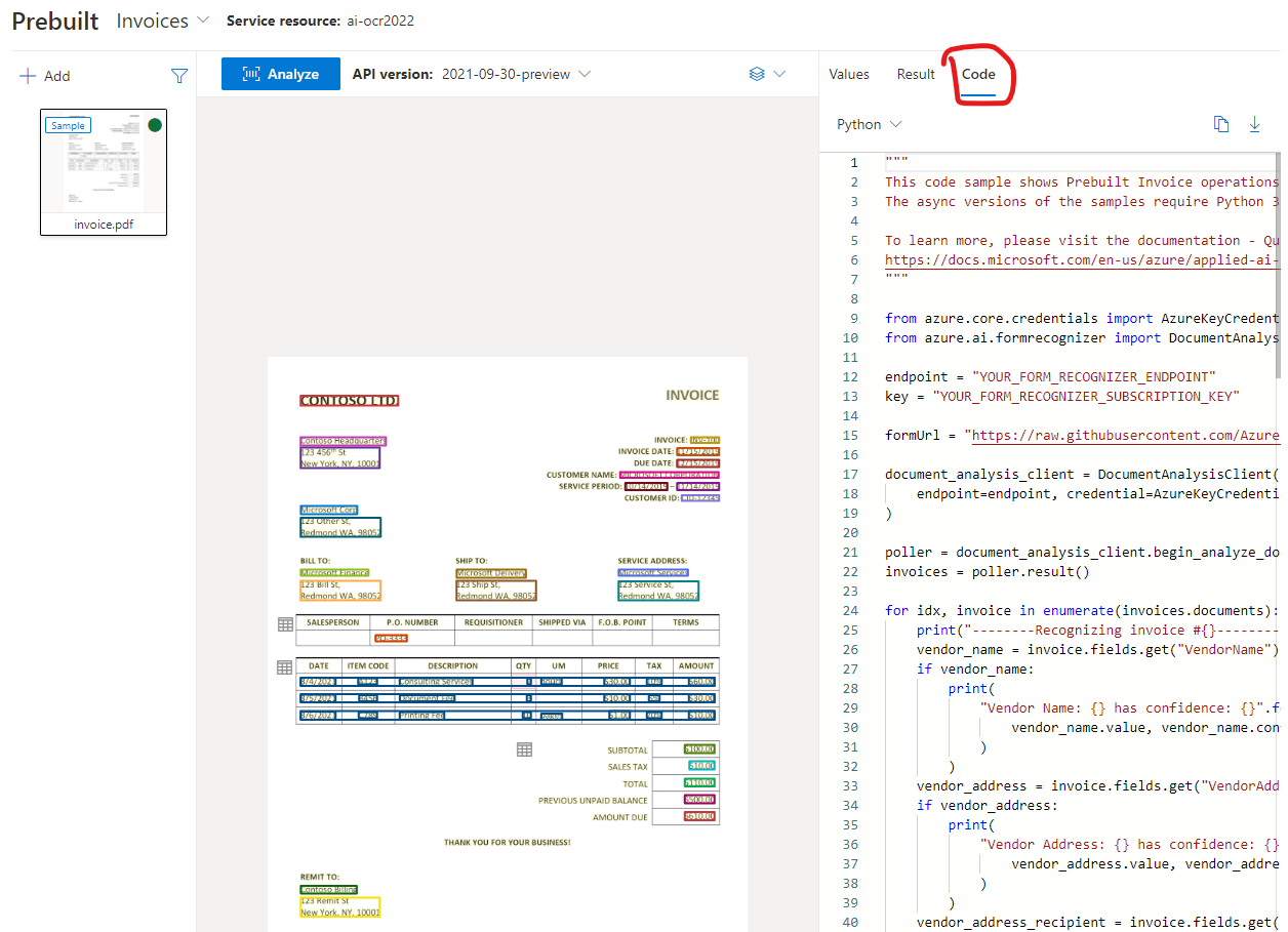 Extract items from Invoice