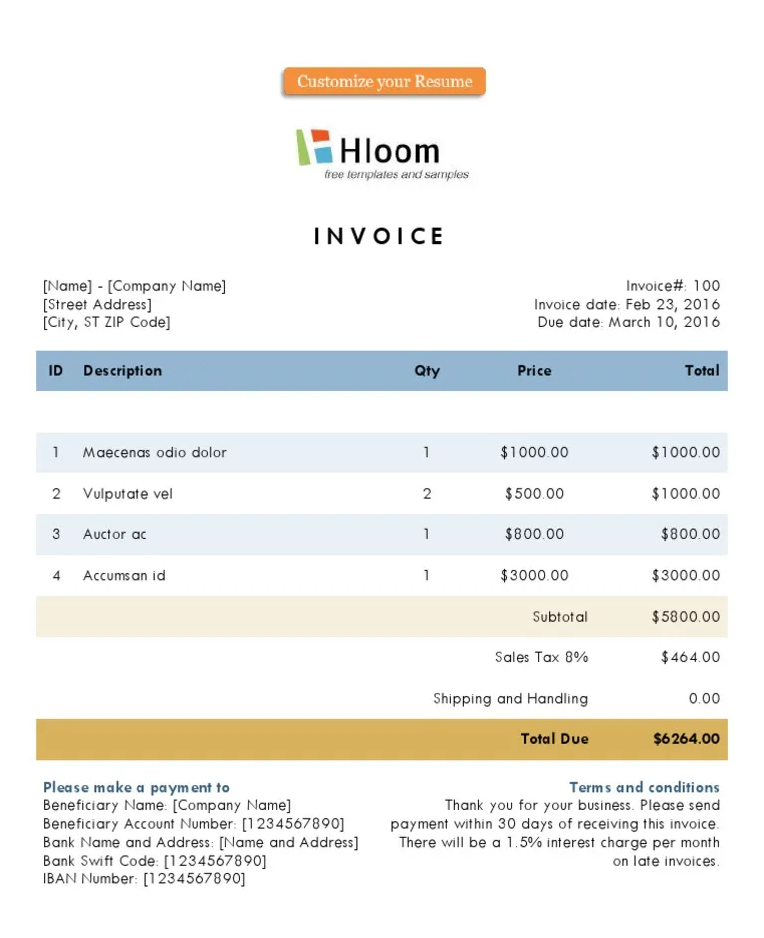 Extract items from Invoice using API